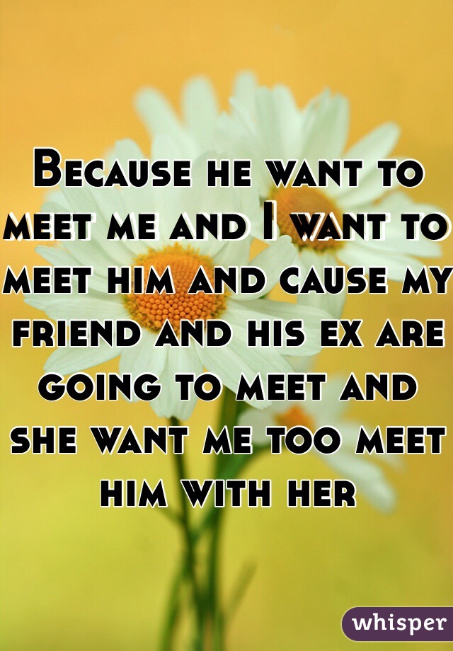 Because he want to meet me and I want to meet him and cause my friend and his ex are going to meet and she want me too meet him with her