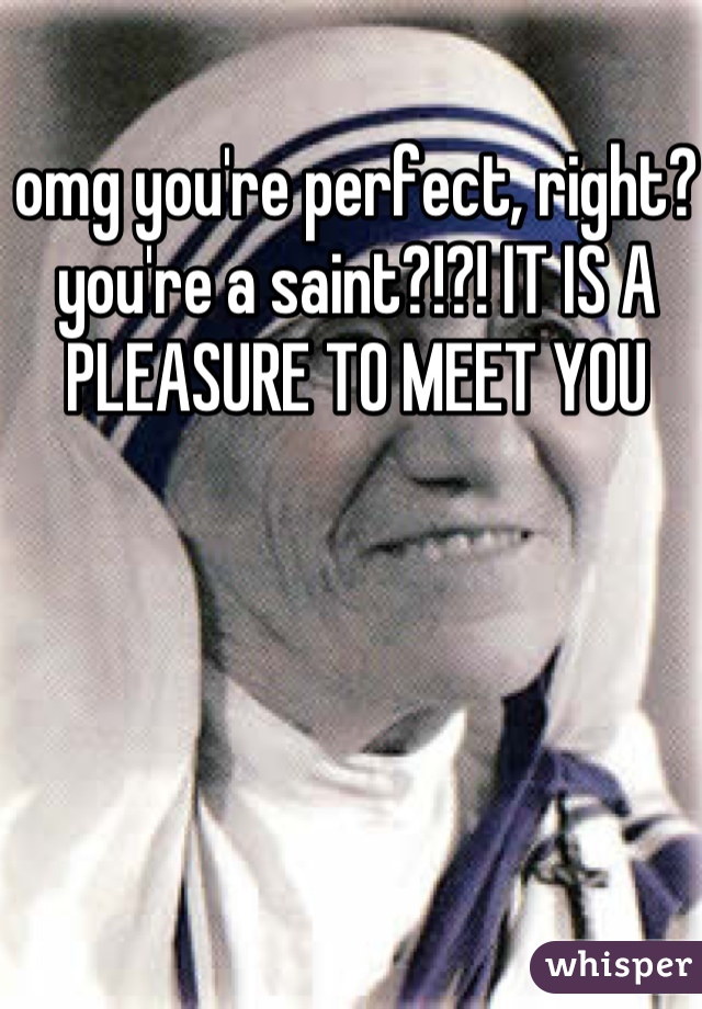 omg you're perfect, right? you're a saint?!?! IT IS A PLEASURE TO MEET YOU