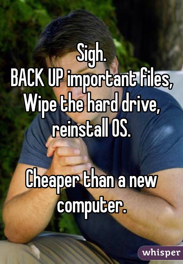 Sigh. 
BACK UP important files,
Wipe the hard drive, reinstall OS. 

Cheaper than a new computer. 