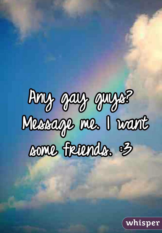 Any gay guys? Message me. I want some friends. :3 