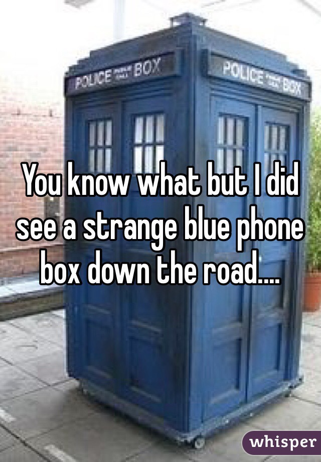 You know what but I did see a strange blue phone box down the road....