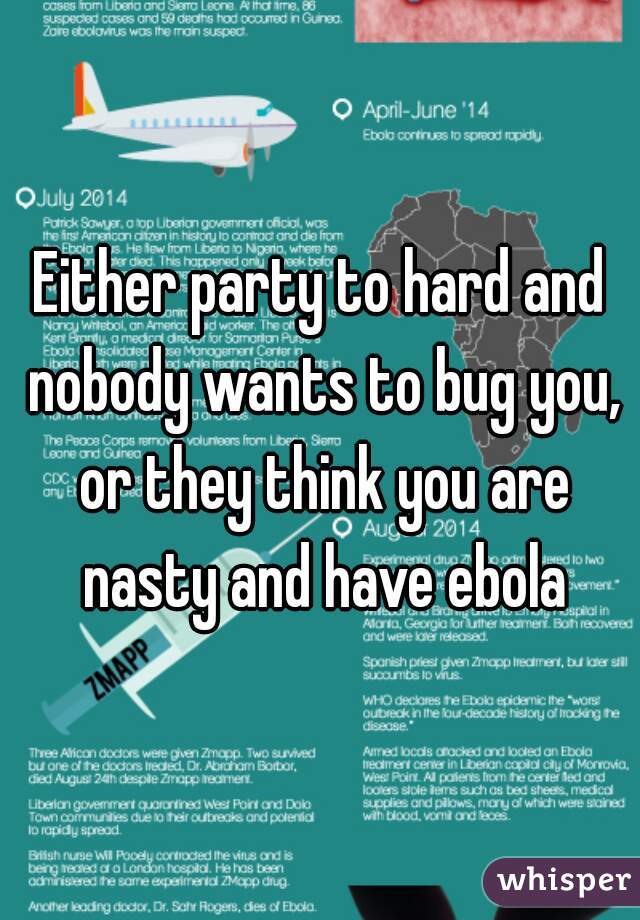 Either party to hard and nobody wants to bug you, or they think you are nasty and have ebola
