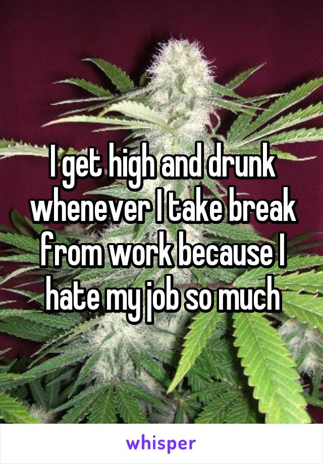 I get high and drunk whenever I take break from work because I hate my job so much