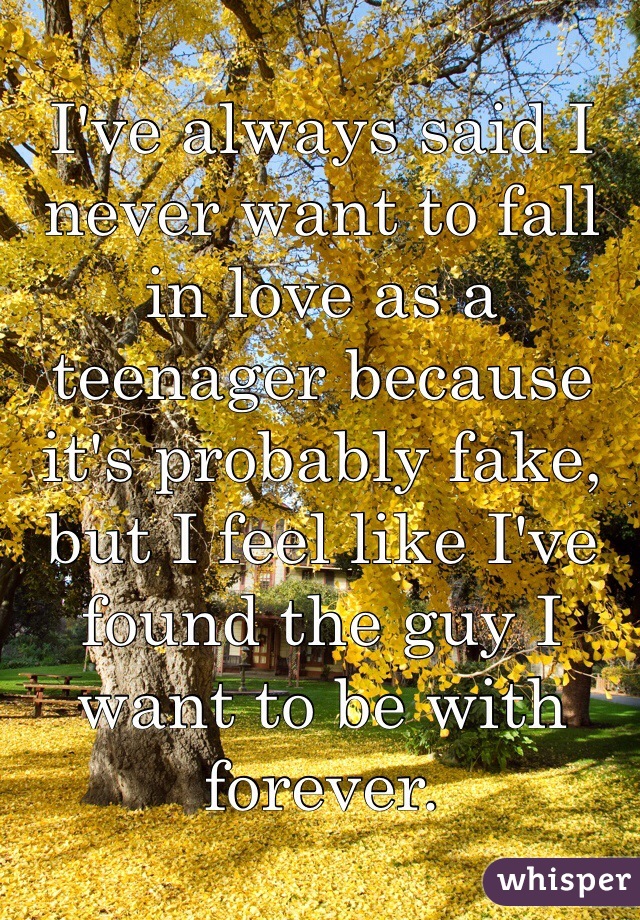I've always said I never want to fall in love as a teenager because it's probably fake, but I feel like I've found the guy I want to be with forever. 