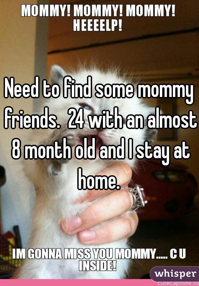 Need to find some mommy friends.  24 with an almost 8 month old and I stay at home. 