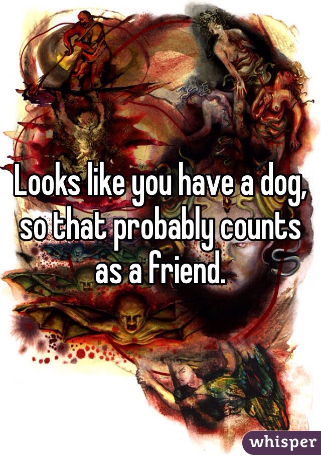 Looks like you have a dog, so that probably counts as a friend.