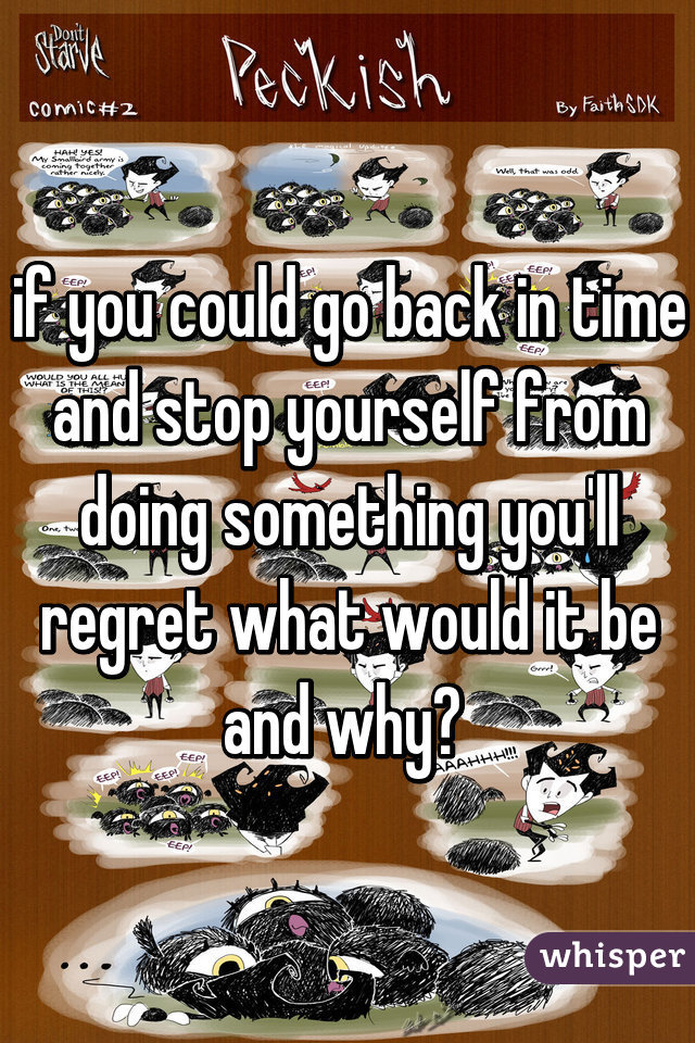 if you could go back in time and stop yourself from doing something you'll regret what would it be and why? 