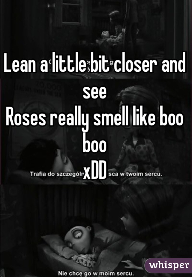 Lean a little bit closer and see
Roses really smell like boo boo 
xDD
