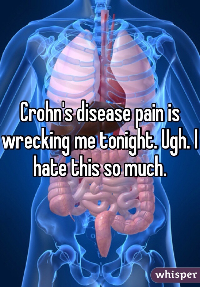 Crohn's disease pain is wrecking me tonight. Ugh. I hate this so much. 
