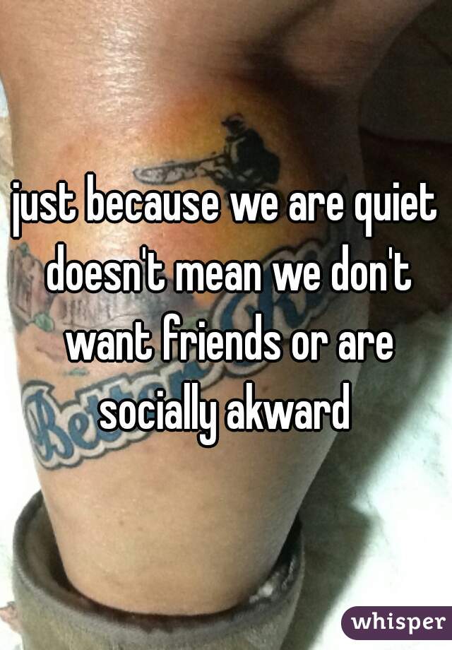 just because we are quiet doesn't mean we don't want friends or are socially akward 