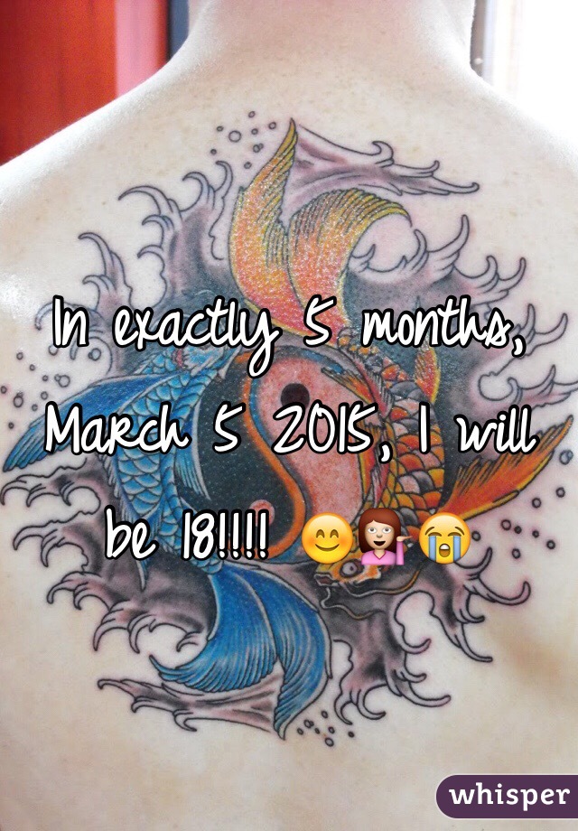 In exactly 5 months, March 5 2015, I will be 18!!!! 😊💁😭