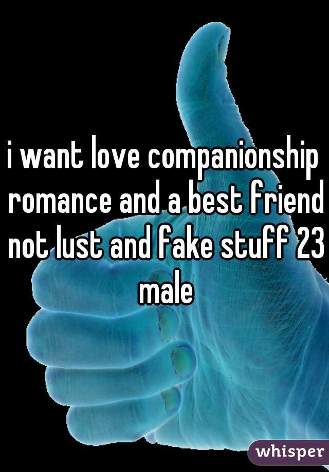 i want love companionship romance and a best friend not lust and fake stuff 23 male