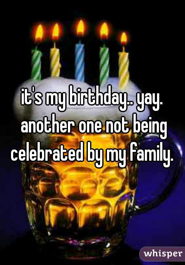 it's my birthday.. yay. another one not being celebrated by my family. 