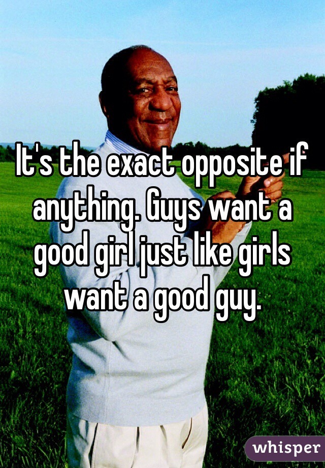 It's the exact opposite if anything. Guys want a good girl just like girls want a good guy. 
