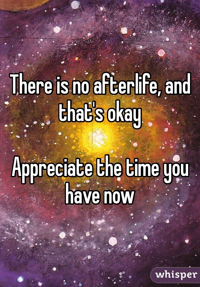 There is no afterlife, and that's okay

Appreciate the time you have now