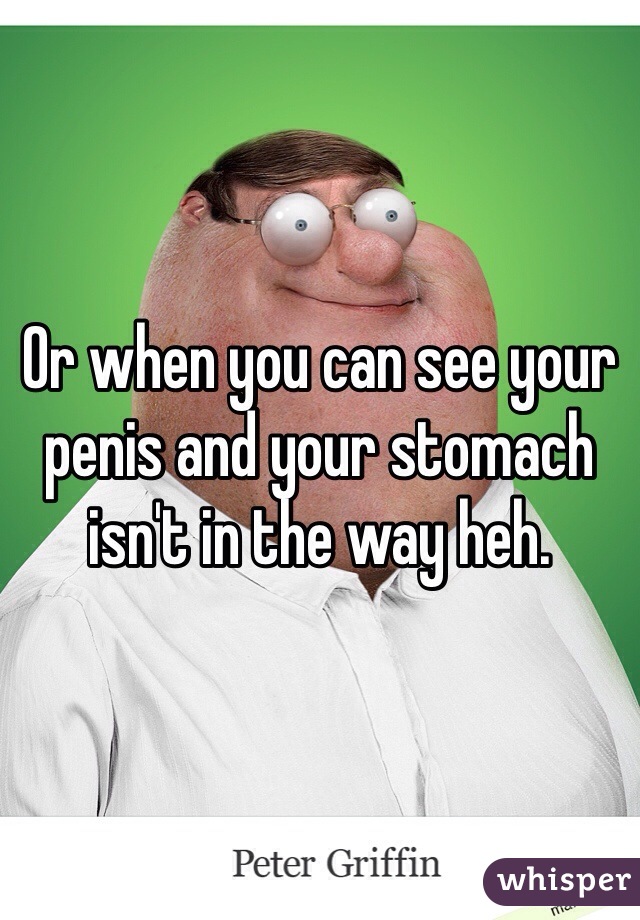 Or when you can see your penis and your stomach isn't in the way heh. 