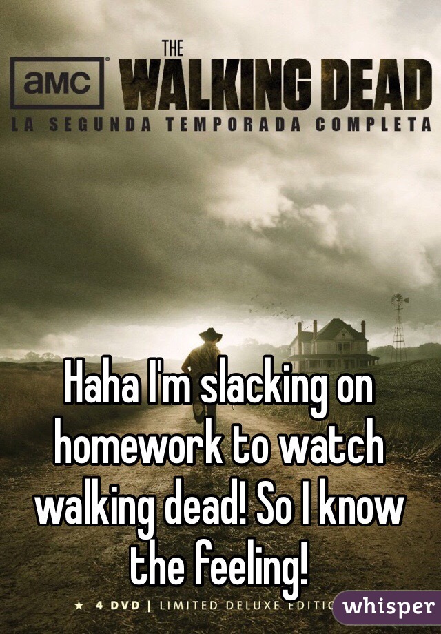 Haha I'm slacking on homework to watch walking dead! So I know the feeling!