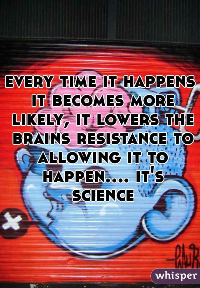 every time it happens it becomes more likely, it lowers the brains resistance to allowing it to happen.... it's science