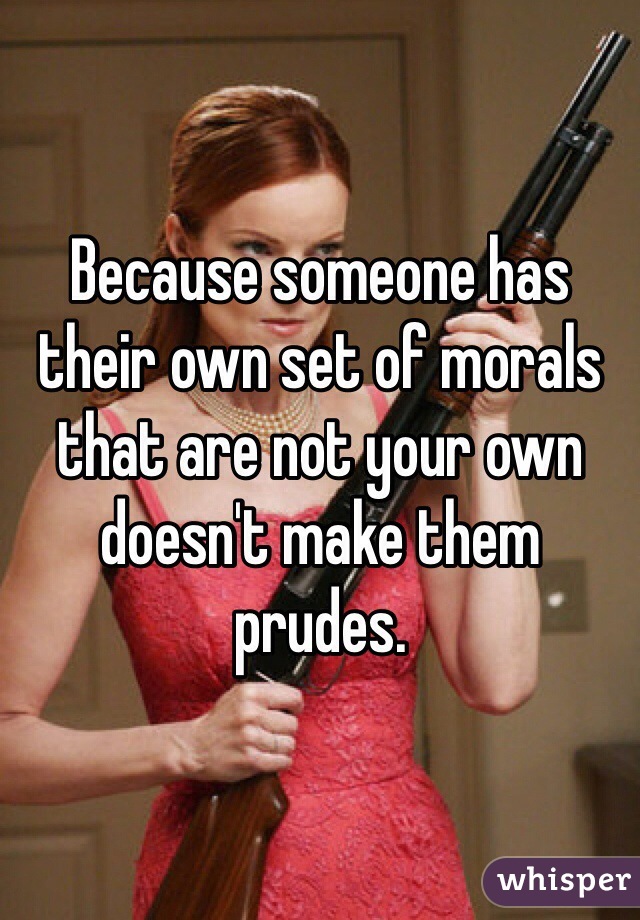 Because someone has their own set of morals that are not your own doesn't make them prudes.