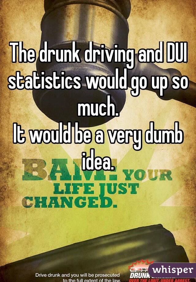 The drunk driving and DUI statistics would go up so much. 
It would be a very dumb idea.
