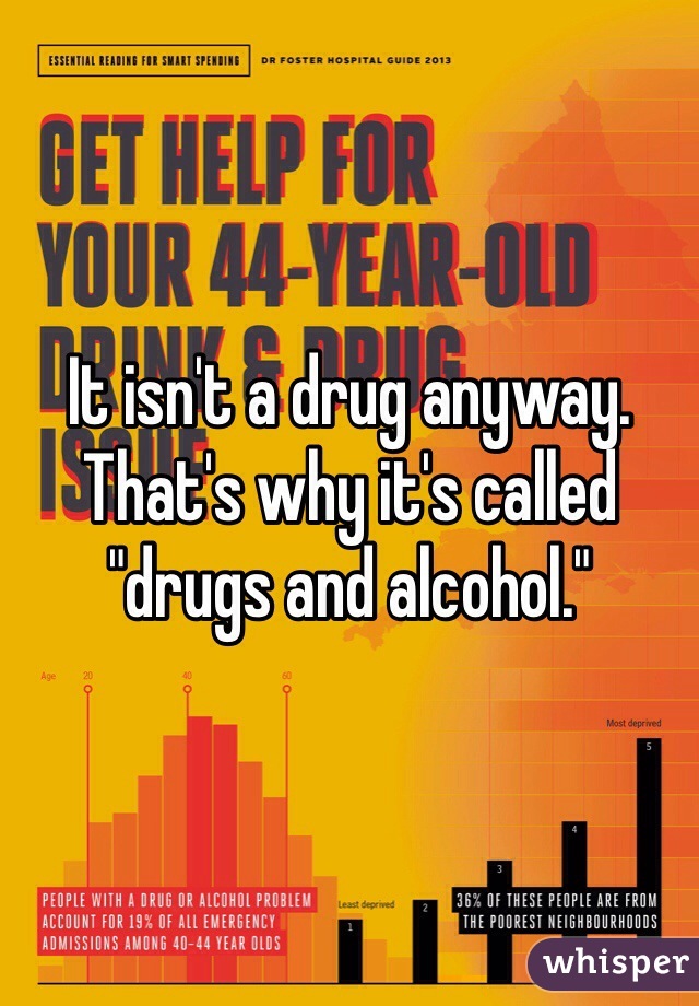 It isn't a drug anyway. That's why it's called "drugs and alcohol."