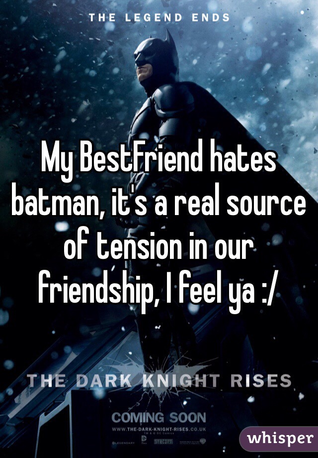 My BestFriend hates batman, it's a real source of tension in our friendship, I feel ya :/ 