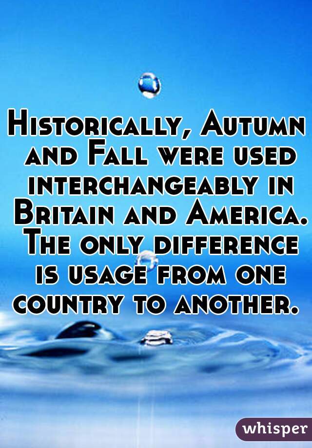 Historically, Autumn and Fall were used interchangeably in Britain and America. The only difference is usage from one country to another. 