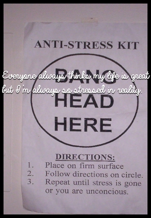 Everyone always thinks my life is great but I'm always so stressed in reality.