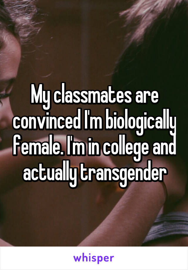 My classmates are convinced I'm biologically female. I'm in college and actually transgender