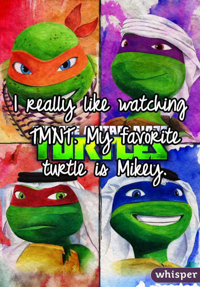 I really like watching TMNT. My favorite turtle is Mikey.