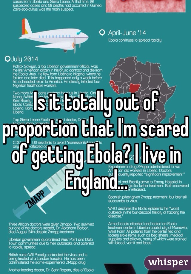 Is it totally out of proportion that I'm scared of getting Ebola? I live in England...