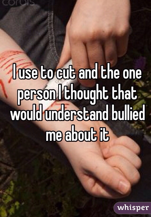 I use to cut and the one person I thought that would understand bullied me about it 