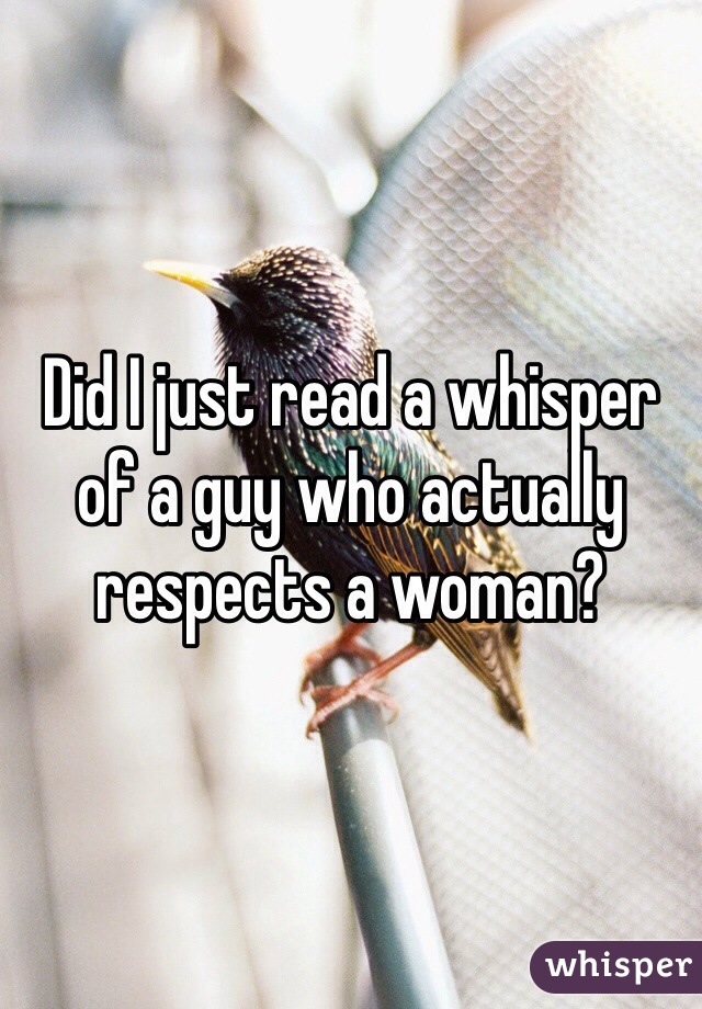 Did I just read a whisper of a guy who actually respects a woman? 