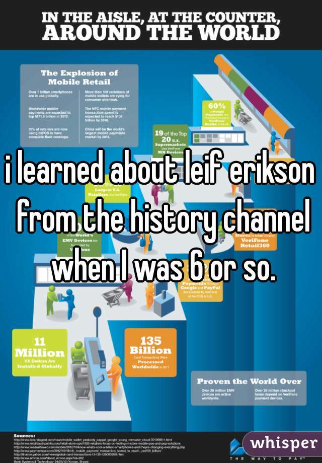 i learned about leif erikson from the history channel when I was 6 or so.