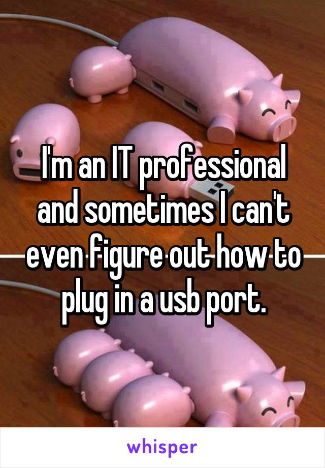 I'm an IT professional and sometimes I can't even figure out how to plug in a usb port.