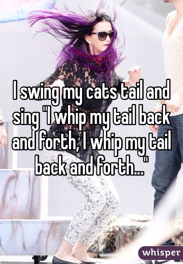 I swing my cats tail and sing "I whip my tail back and forth, I whip my tail back and forth..."