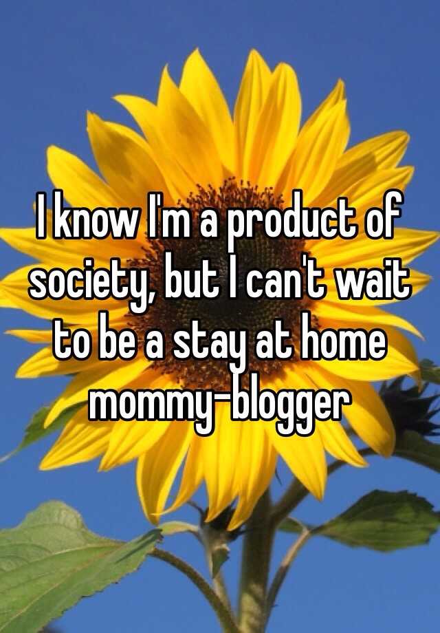 I know I'm a product of society, but I can't wait to be a stay at home mommy-blogger