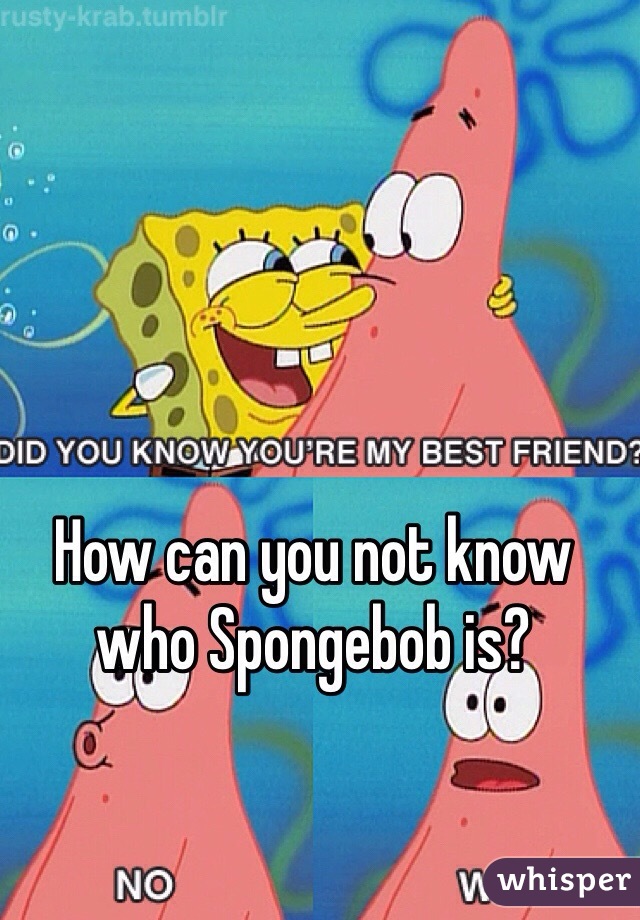 How can you not know who Spongebob is?