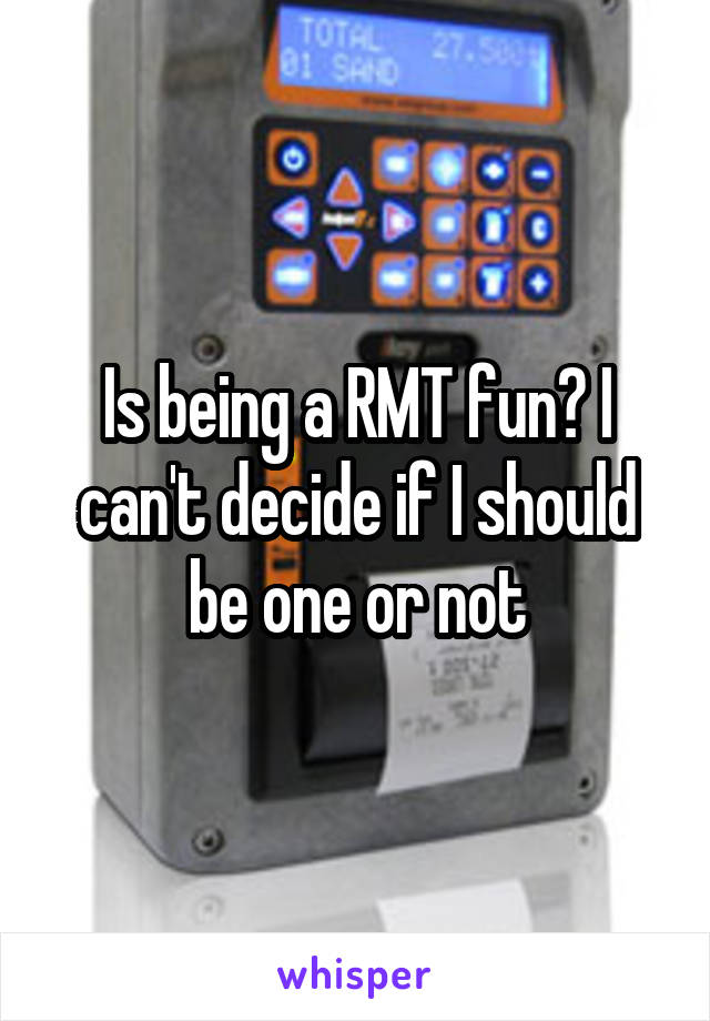 Is being a RMT fun? I can't decide if I should be one or not