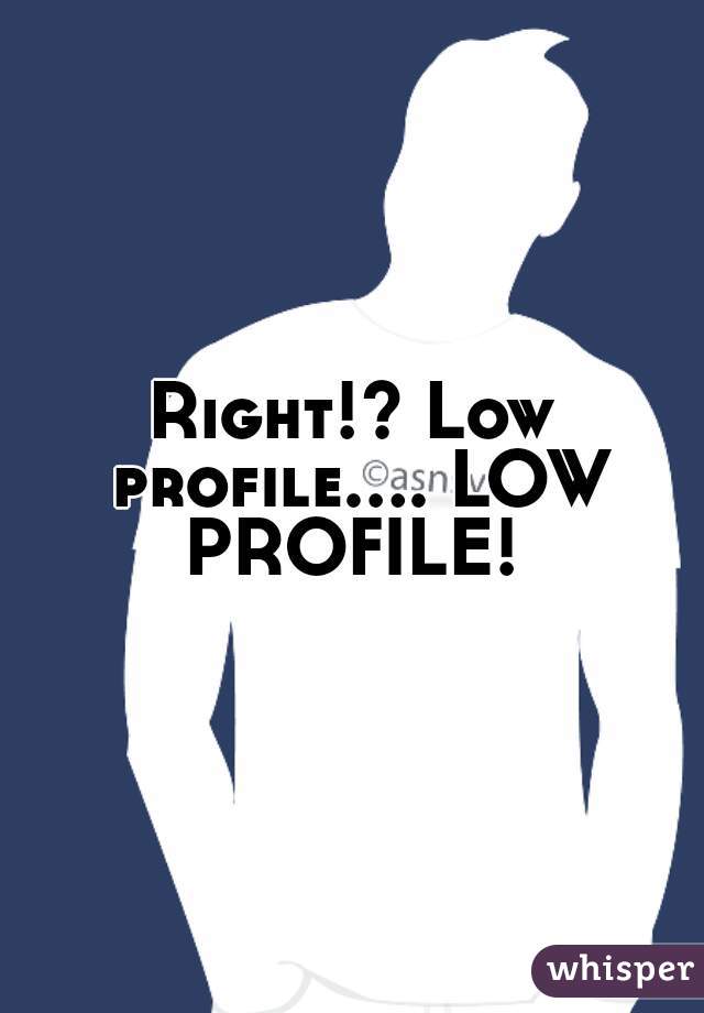 Right!? Low profile.... LOW PROFILE!  