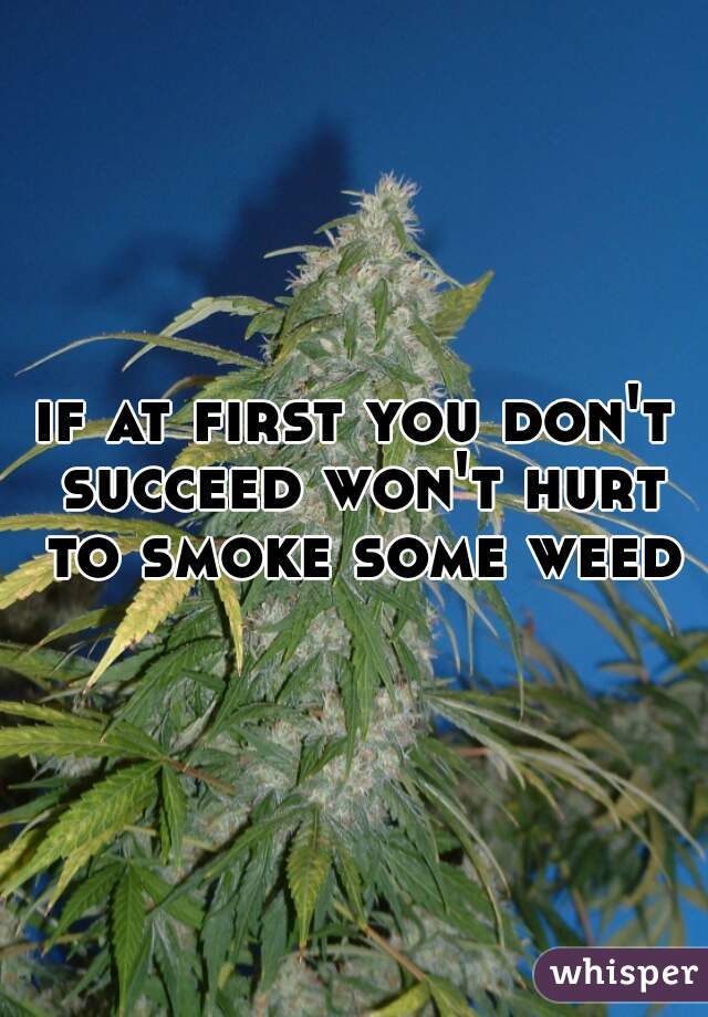 if at first you don't succeed won't hurt to smoke some weed