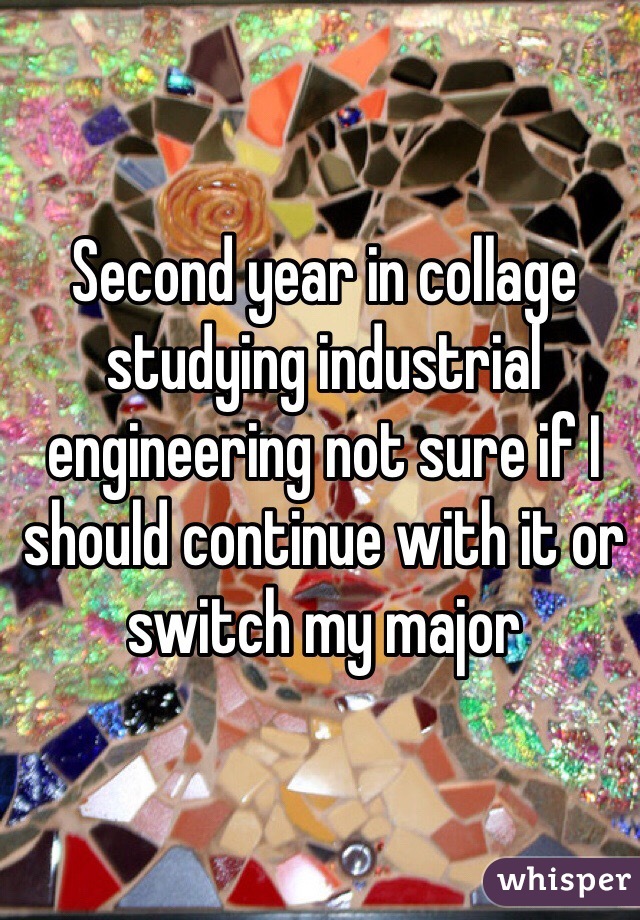 Second year in collage studying industrial engineering not sure if I should continue with it or switch my major