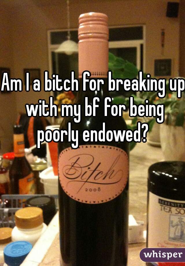 Am I a bitch for breaking up with my bf for being poorly endowed? 