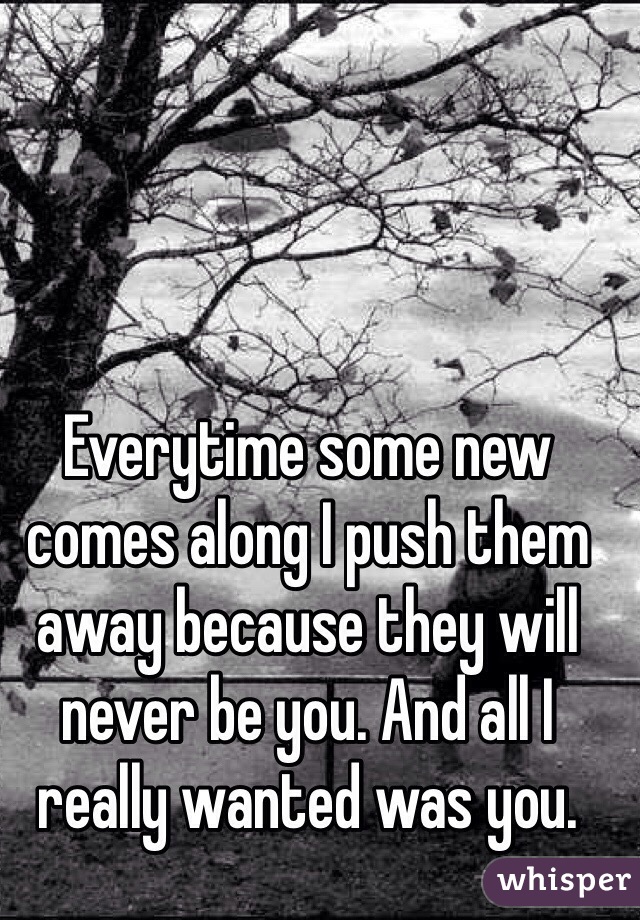 Everytime some new comes along I push them away because they will never be you. And all I really wanted was you.