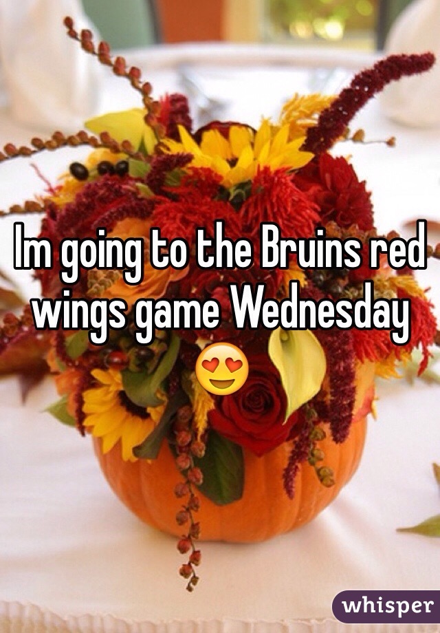 Im going to the Bruins red wings game Wednesday 😍