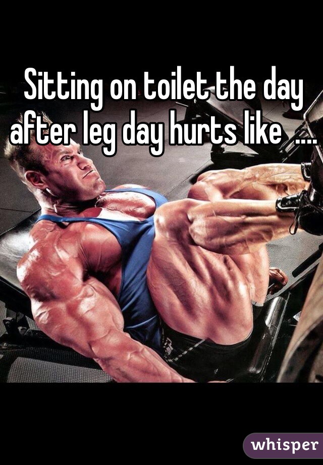 Sitting on toilet the day after leg day hurts like  ....