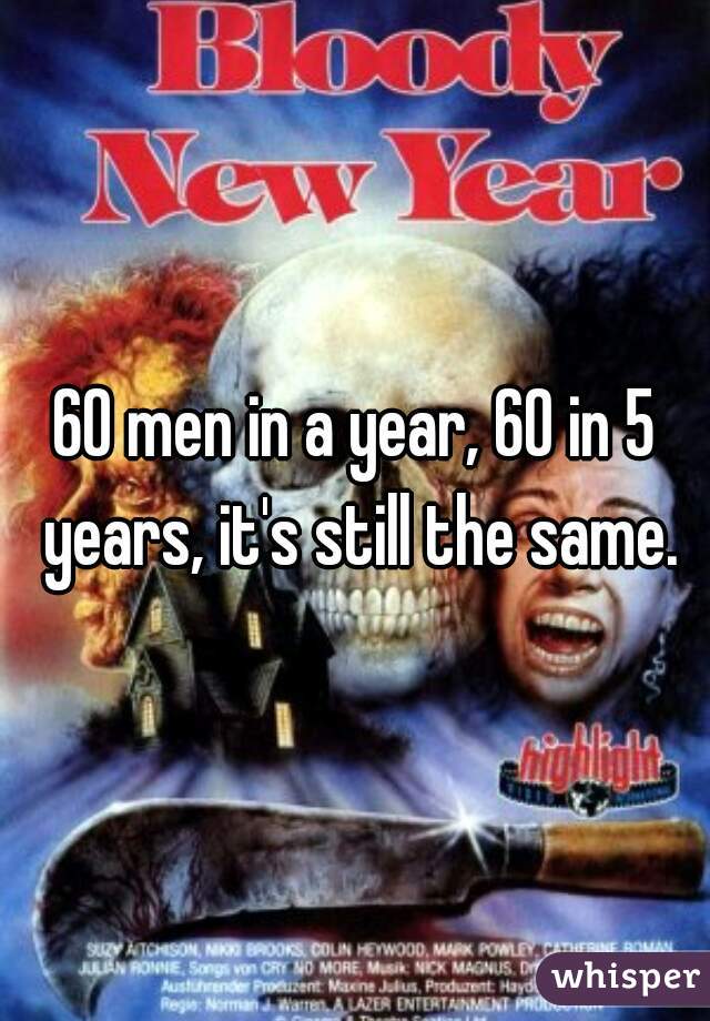 60 men in a year, 60 in 5 years, it's still the same.