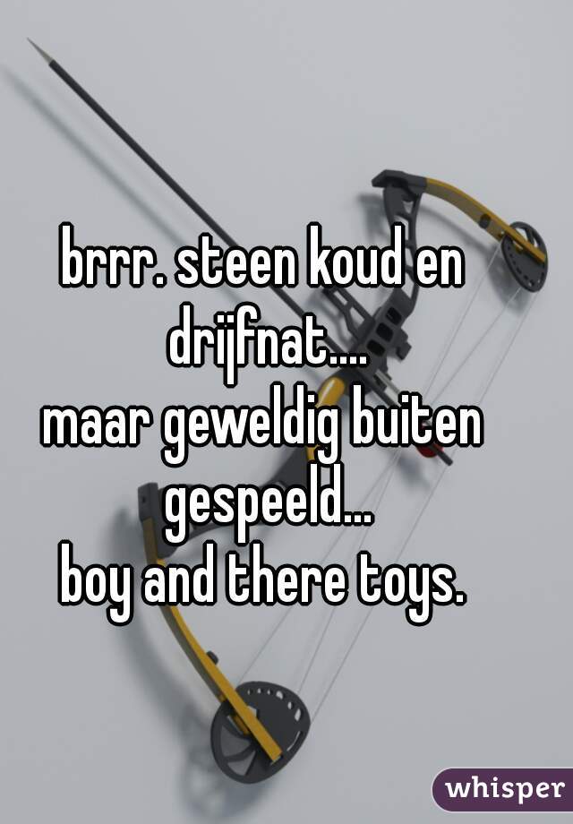 brrr. steen koud en drijfnat....
maar geweldig buiten gespeeld...
boy and there toys.