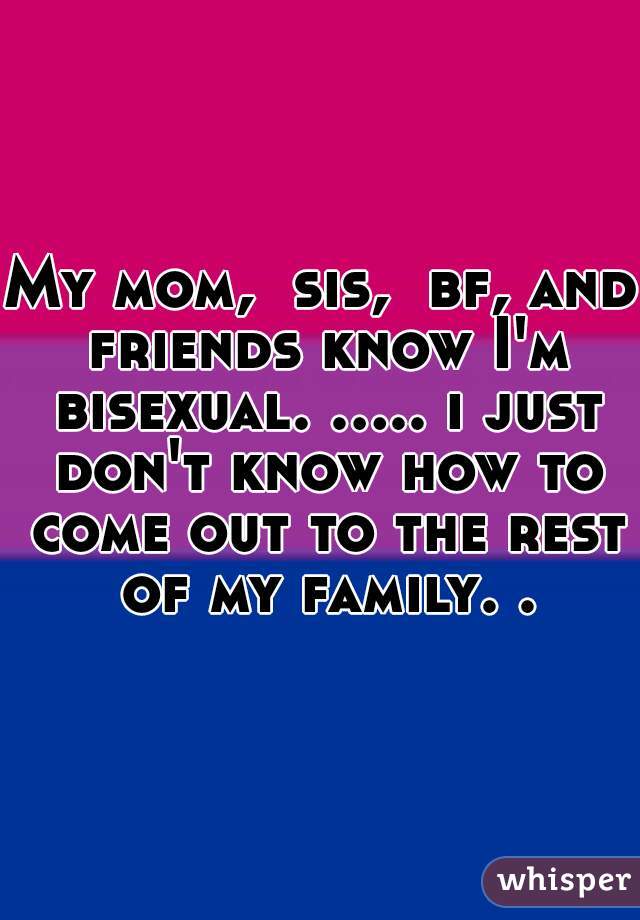 My mom,  sis,  bf, and friends know I'm bisexual. ..... i just don't know how to come out to the rest of my family. .