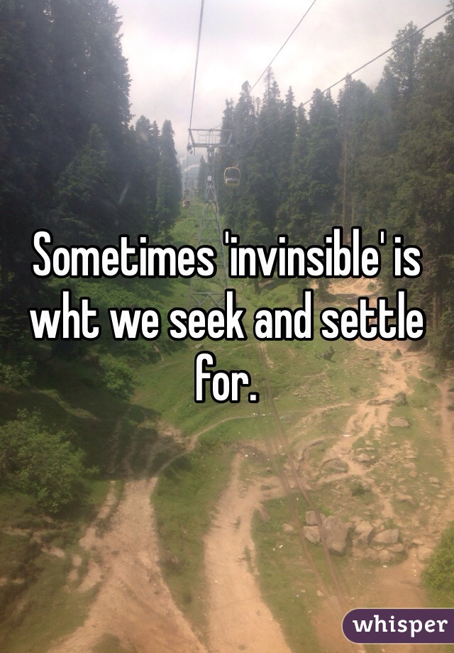 Sometimes 'invinsible' is wht we seek and settle for. 